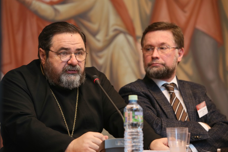 Fr Georgy Mitrofanov, head of the Department of Church History at the St. Petersburg Seminary, Dmitry Gasak, Vice Rector of SFI and Chairman of the Transfiguration Brotherhood