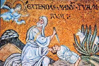 Жертвоприношение Авраама. Мозаика собора Монреале, Италия, XII век (фрагмент)