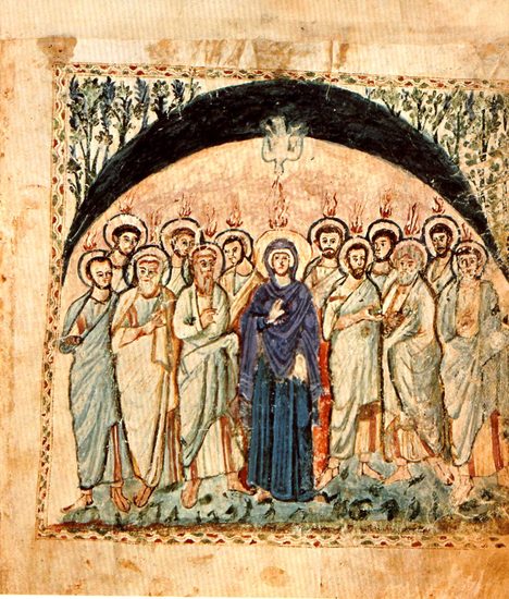 Сошествие Святого Духа. Евангелие Рабулы, VI век