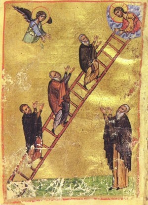 Лествица и преп. Иоанн Лествичник. Византия, XI в.