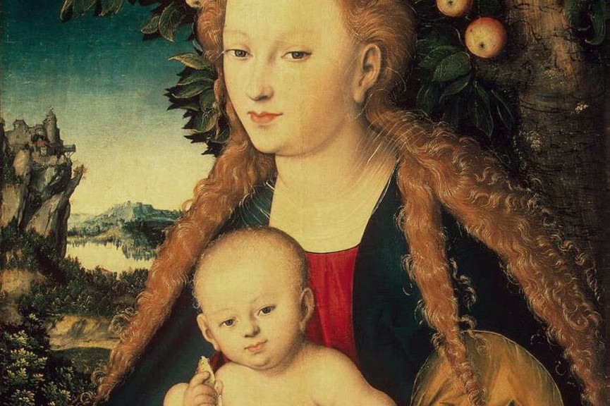Лукас Кранах Старший. Мадонна с Младенцем под яблоней. 1520-1526. Фрагмент