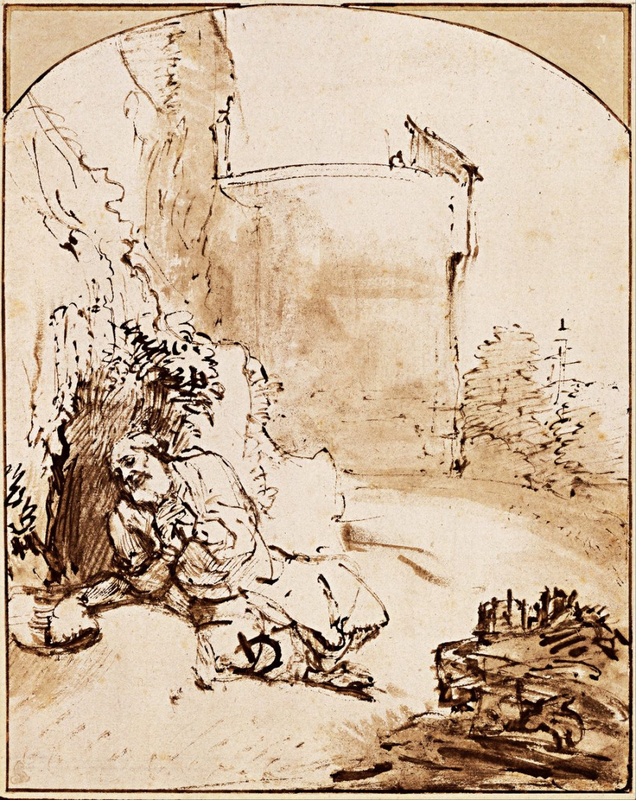 Рембрандт Харменс ван Рейн. Пророк Иона перед стенами Ниневии (1655)