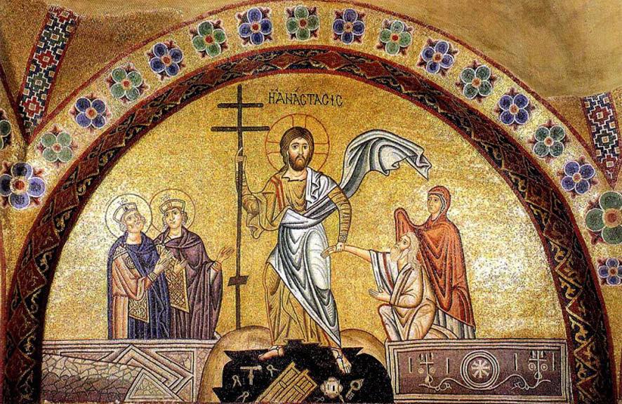 Mosaic of Resurrection, Osios Loukas. Greece. XI century