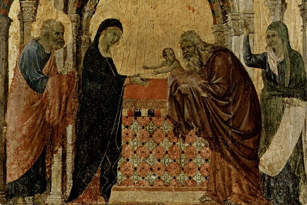 Дуччо ди Буонинсенья. Сретение. «Маэста», фрагмент. 1308-1311