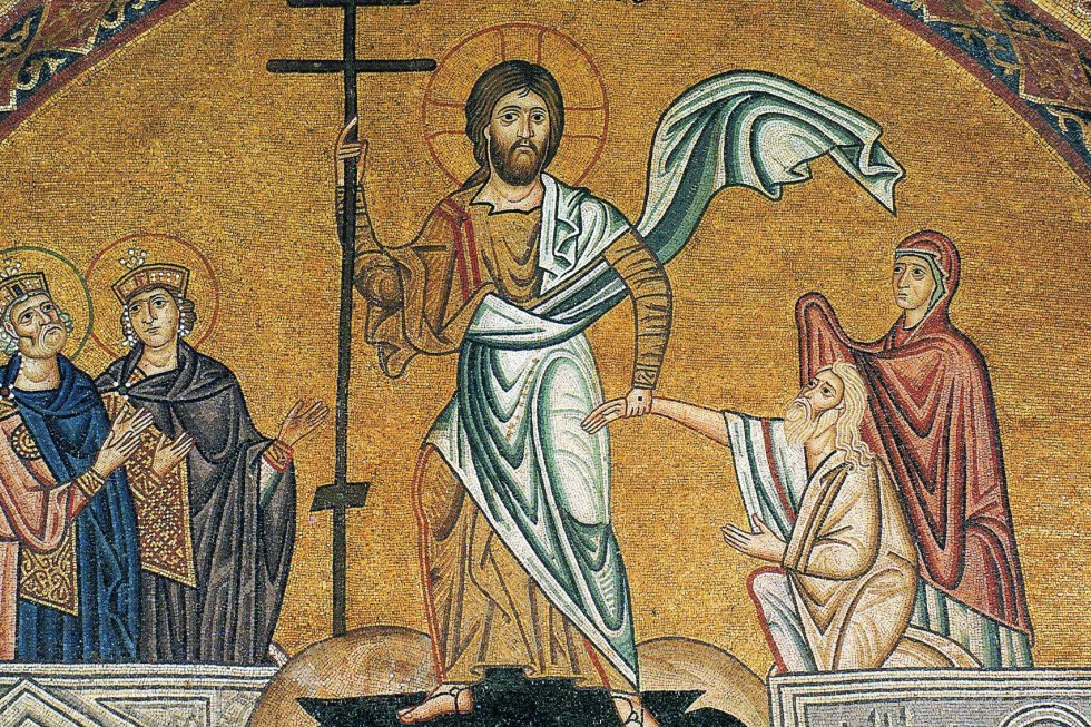 Воскресение — сошествие во ад. Мозаика монастыря Осиос Лукас (Греция). XI век