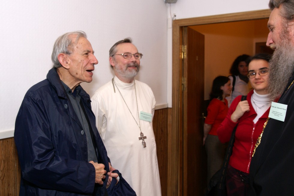 Don Patrick de Laubier, Fr Georgy Kochetkov and Fr Vasile Mihoc at SFI Conference “Education in the XXI Century: Strategies and Priorities”. May 2008, Moscow